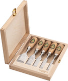 Wooden Handle Butt Chisel Set in wooden case 5pcs (Two Cherries)