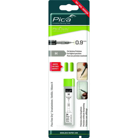 Pica Fine Dry Graphite lead H refills + erasers (PICA-Marker)