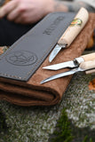 Set of 3 x carving knives in suede leather wallet (Two Cherries)