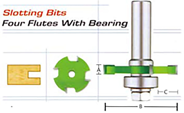 Slot cutter w/ cutting 4 wings + bearing router bit (SY) – PiranhaTools