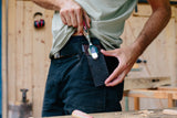 Special edition skateboard short chisel in leather belt holster, 35 mm (Two Cherries)