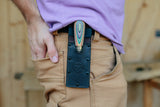 Special edition skateboard short chisel in leather belt holster, 35 mm (Two Cherries)