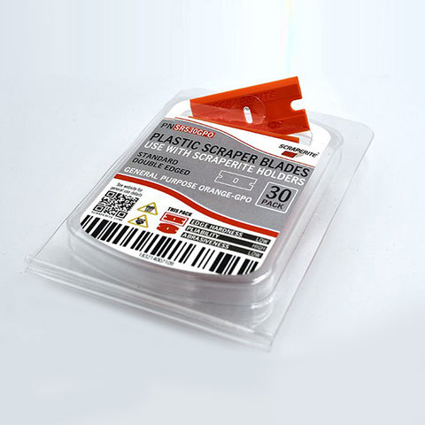 Scraperite Plastic Razor Blade - General Purpose Orange - Standard Rectangle Replacement 30 Pack  (Scraperite)