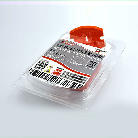 Scraperite Plastic Razor Blade - General Purpose - Orange Curved Replacement 30 Pack (Scraperite)
