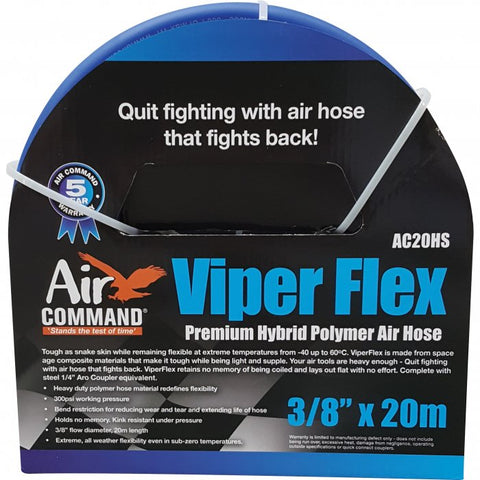 3/8" VIPER FLEX PREMIUM HYBRID POLYMER AIR HOSE - 1/4 ARO (AirCommand)