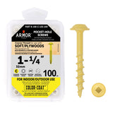 Color-Coat 1-1/4″ Coarse-Thread Pocket Hole Screws- 100 Package (Armor-Tool)